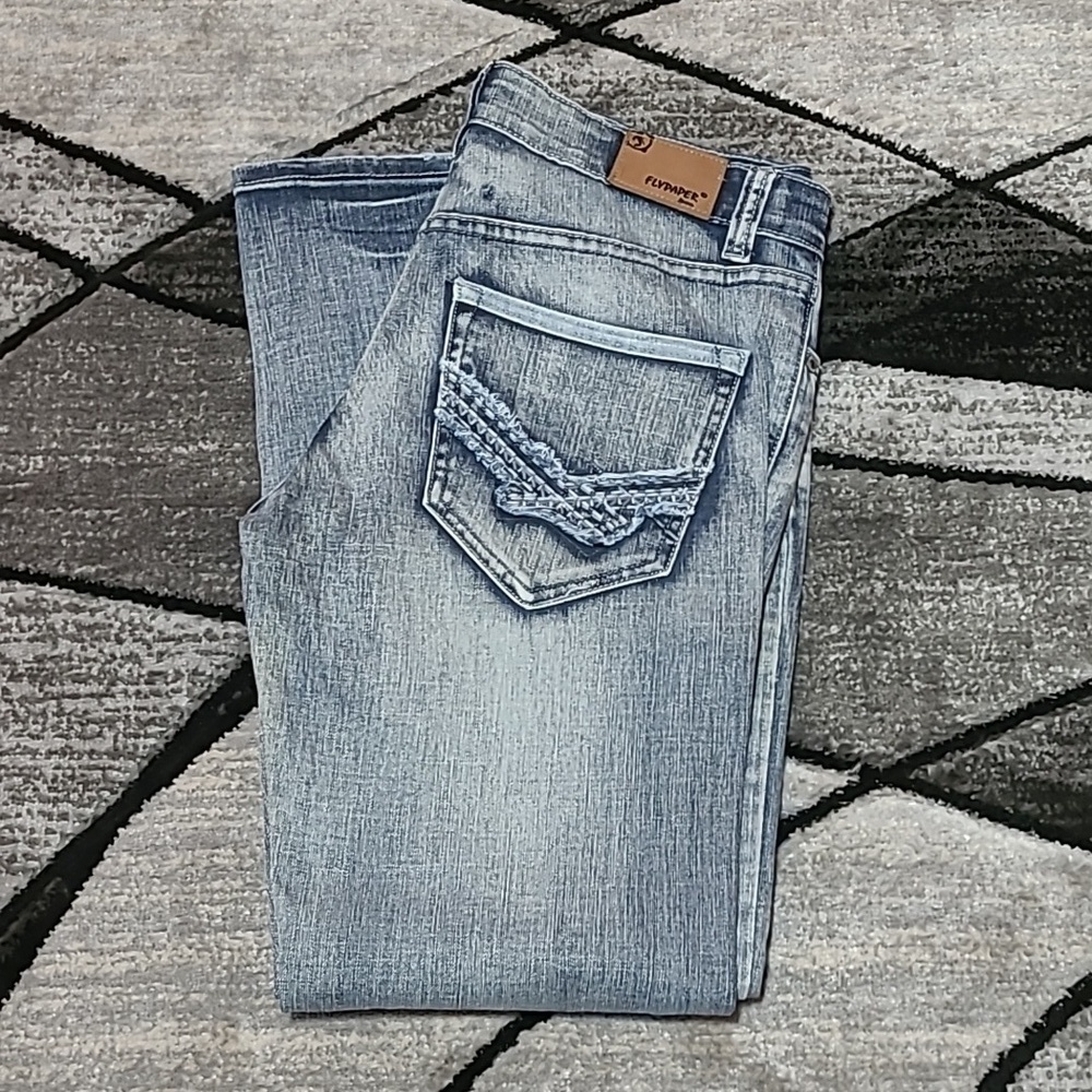 FLYPAPER EMBROIDERED STRAIGHT DENIM JEAN